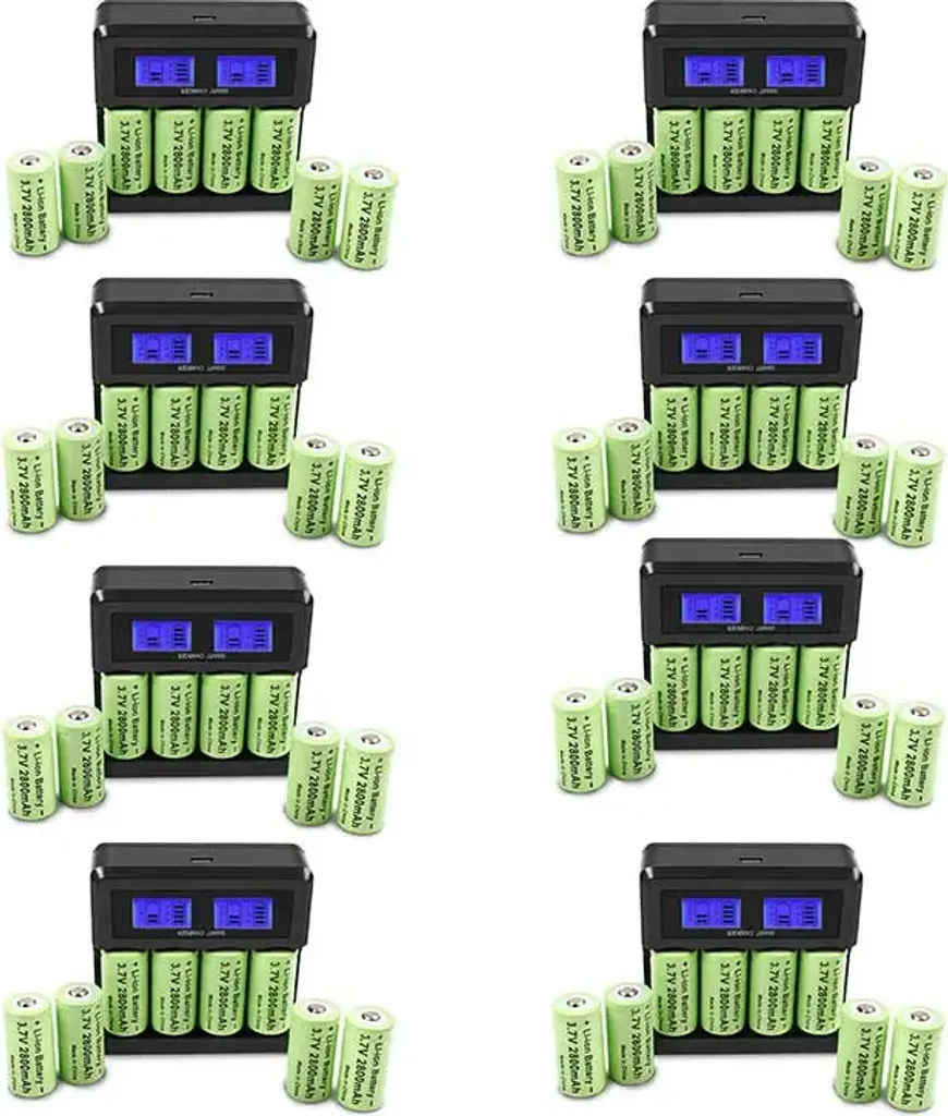 Pack Batteries Li-ion pour Lampes et Appareils 3,7V - 64 Piles 32 Chargeurs