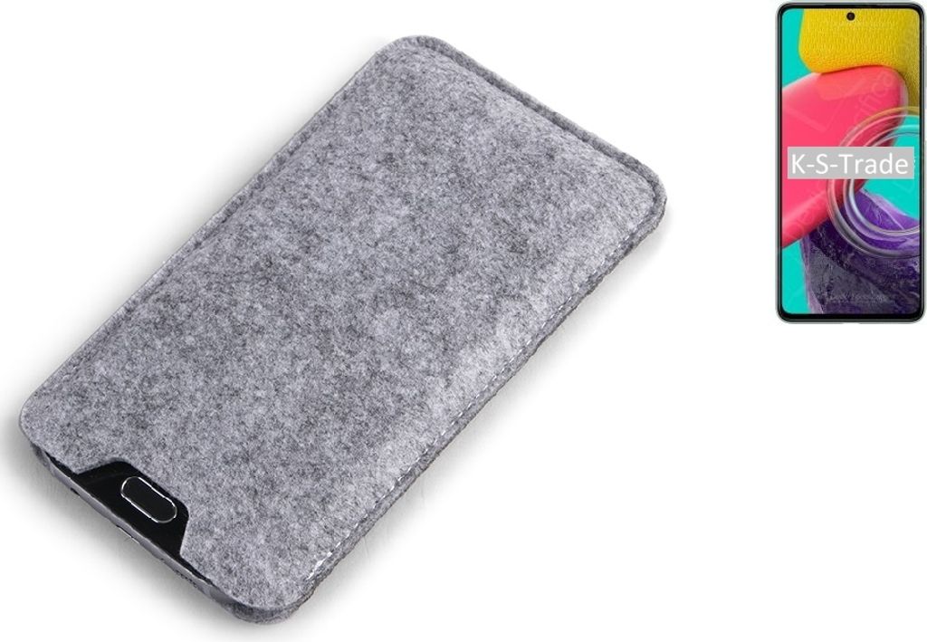 K-S-Trade Filz Handyhülle kompatibel mit Samsung Galaxy M53 5G Schutzhülle Filztasche Filz Tasche Case Sleeve Handy Hülle Filzhülle grau