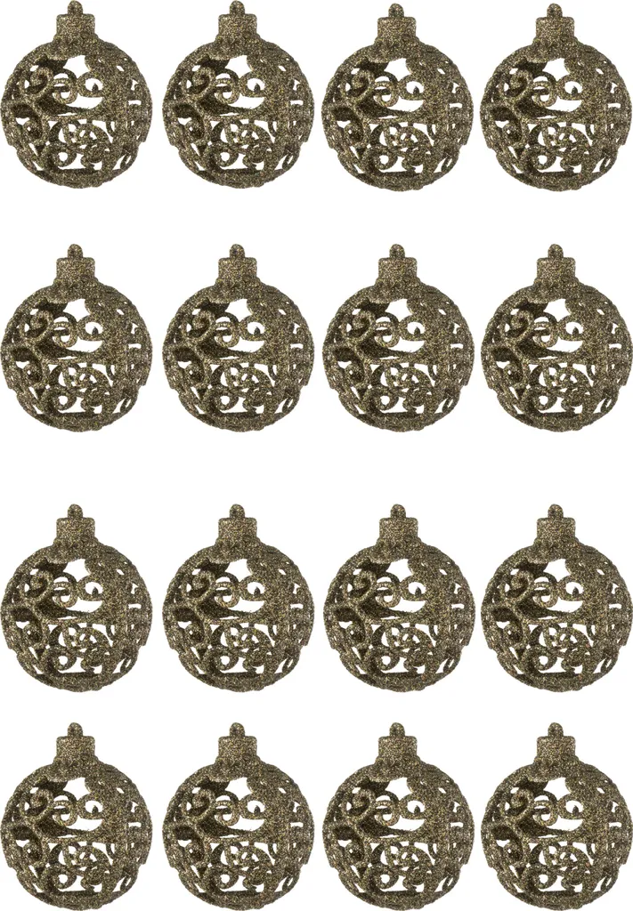 Boules de Noël Marron avec Motifs Baroques pour Sapin - Lot de 16 Pcs