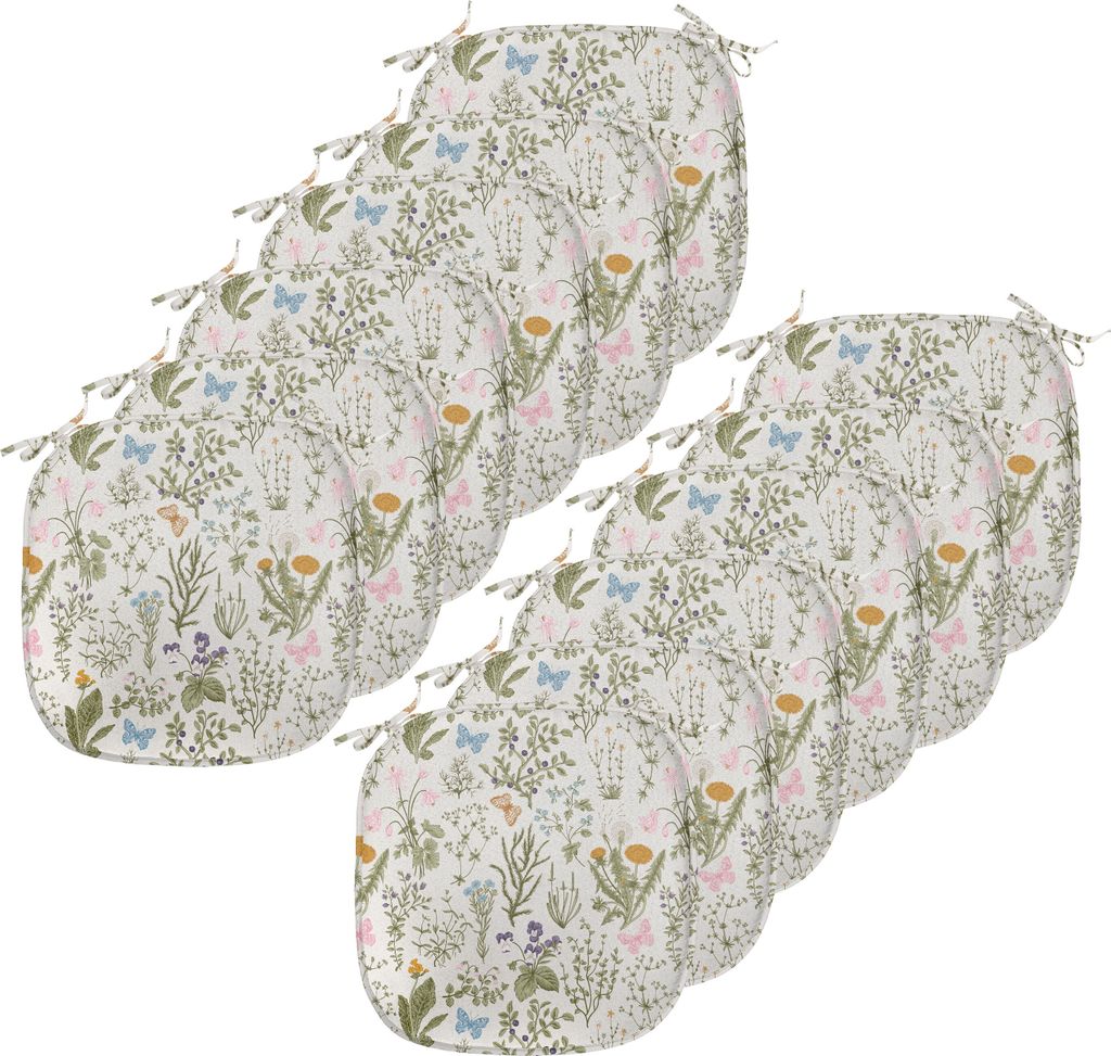 ABAKUHAUS Blumen Polster für Esszimmerstühle, Vintage Garden Plants, Dekoratives wasserfestes Kissen mit Riemen für Küchensitze, 40 cm x 40 cm-...