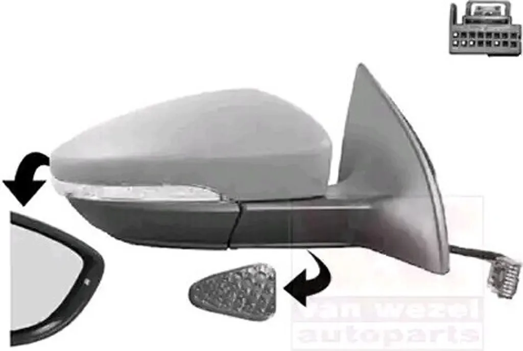 Miroir de rétroviseur droit convexe et chauffant VW Passat CC 357