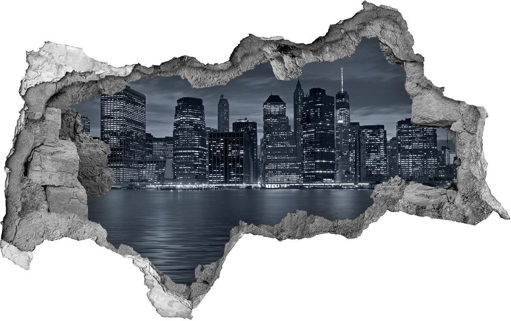 Selbstklebender Loch-3D-Aufkleber 95x73 cm New York bei Nacht