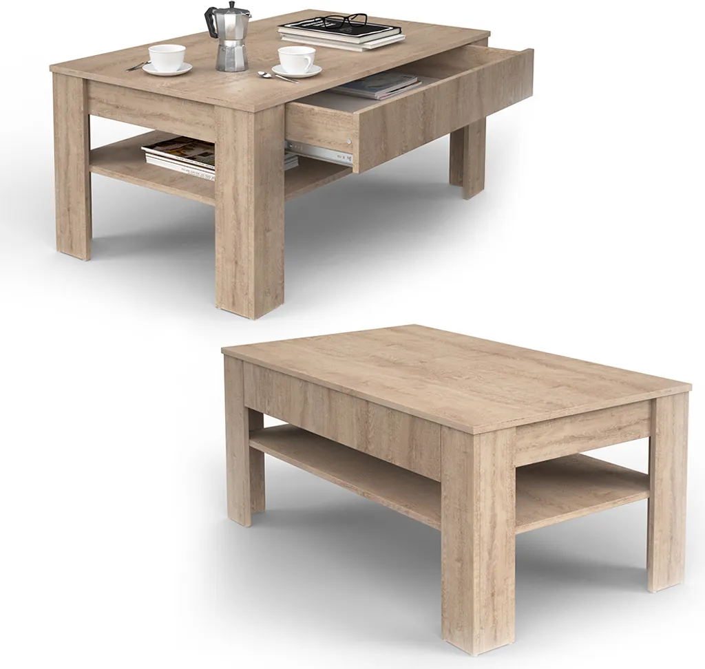 Table basse rectangulaire Vicco Milan Sonoma 92,2 cm meuble séjour