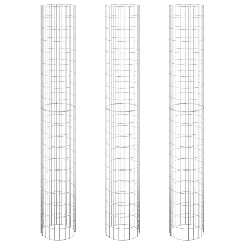 vidaXL Gabionen-Hochbeete 3 Stk. Rund Verzinkter Stahl Produktbild 