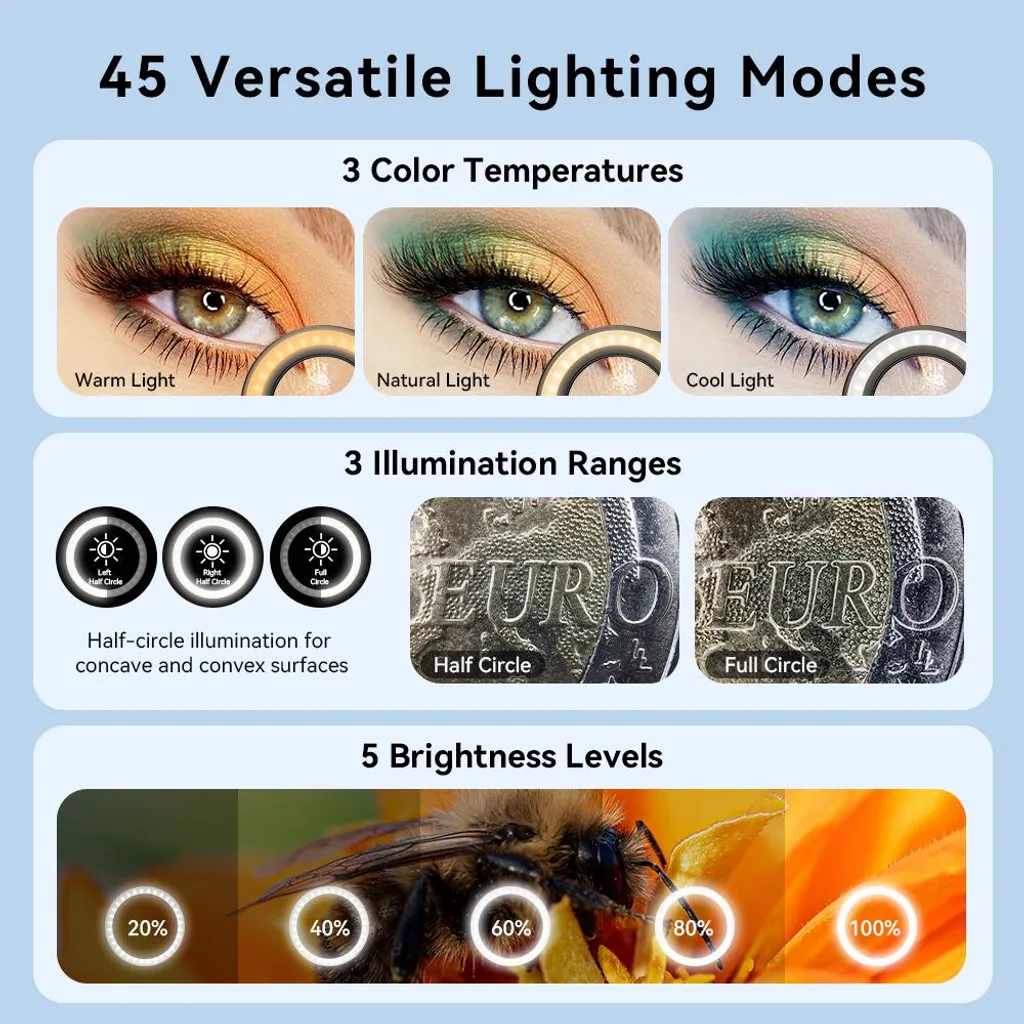 Objectif Macro Smartphone Zoom 10-20X avec Lumière LED Annulaire Clip - 5