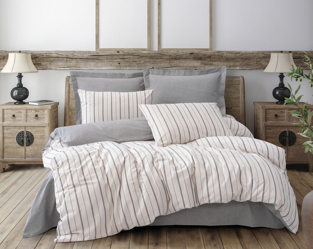 L'Essentiel Linge de Maison, Unus - Grey, Doppel-Bettbezug-Set (DE), 50 % BAUMWOLLE / 50 % POLYESTER, Grau, 200 x 200 cm