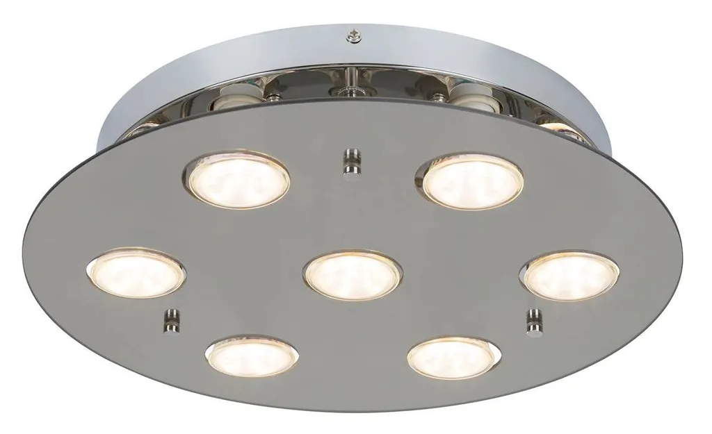 Plafonnier 7 lumières Naomi métal et verre fumé pour ampoules GU10