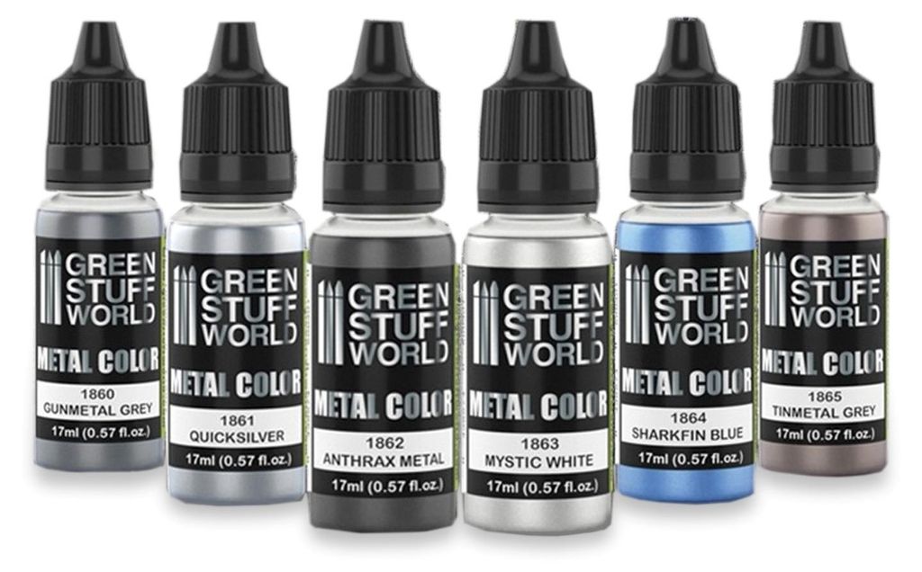 Green Stuff World GSW9910 - Metallic Paints Set - Silver - Neu