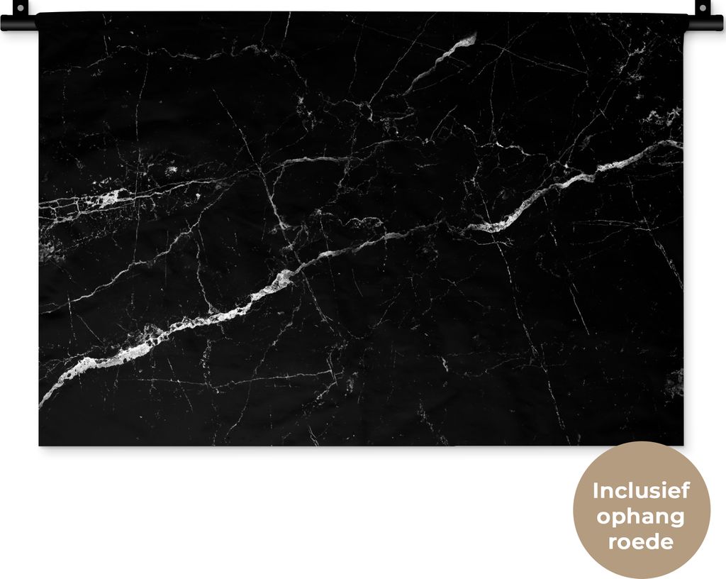 MuchoWow Wandteppich Wandbehang Marmoroptik - Schwarz - Luxus 60x40 cm Tapisserie Dekoration Wandtuch - Wanddekorationen