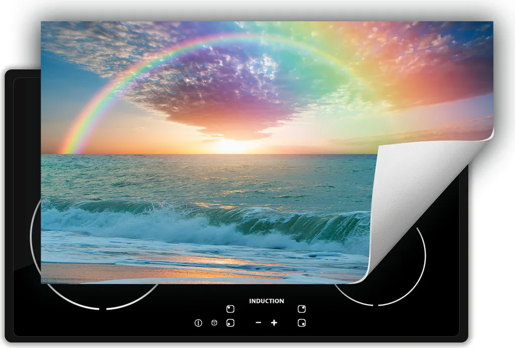 DarHaus piastra di copertura per cucina 90x52 cm tappetino antiscivolo arrotolabile, mare - spiaggia