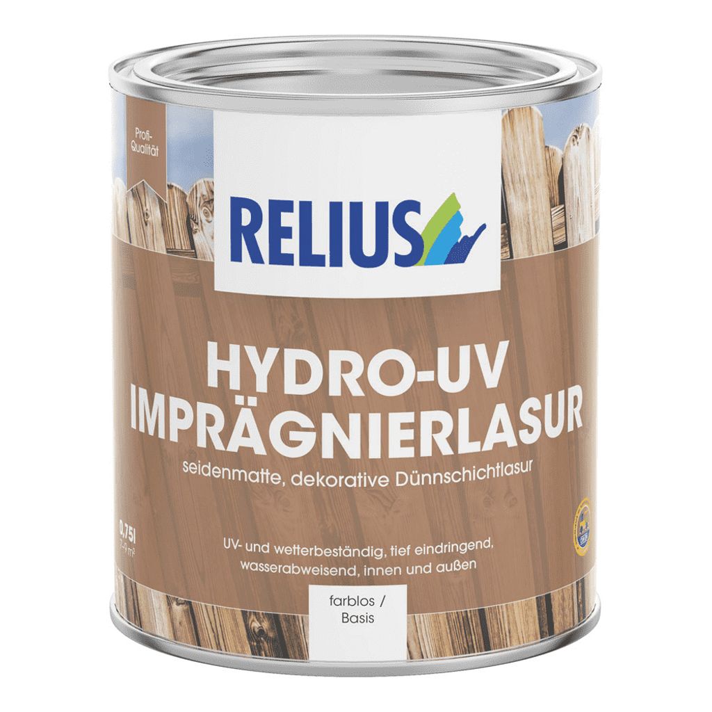 Relius Hydro-UV Imprägnierlasur farblos / Basis T 2,45 L #269675 - Seidenmatte, dekorative Holzlasur, wasserbasiert