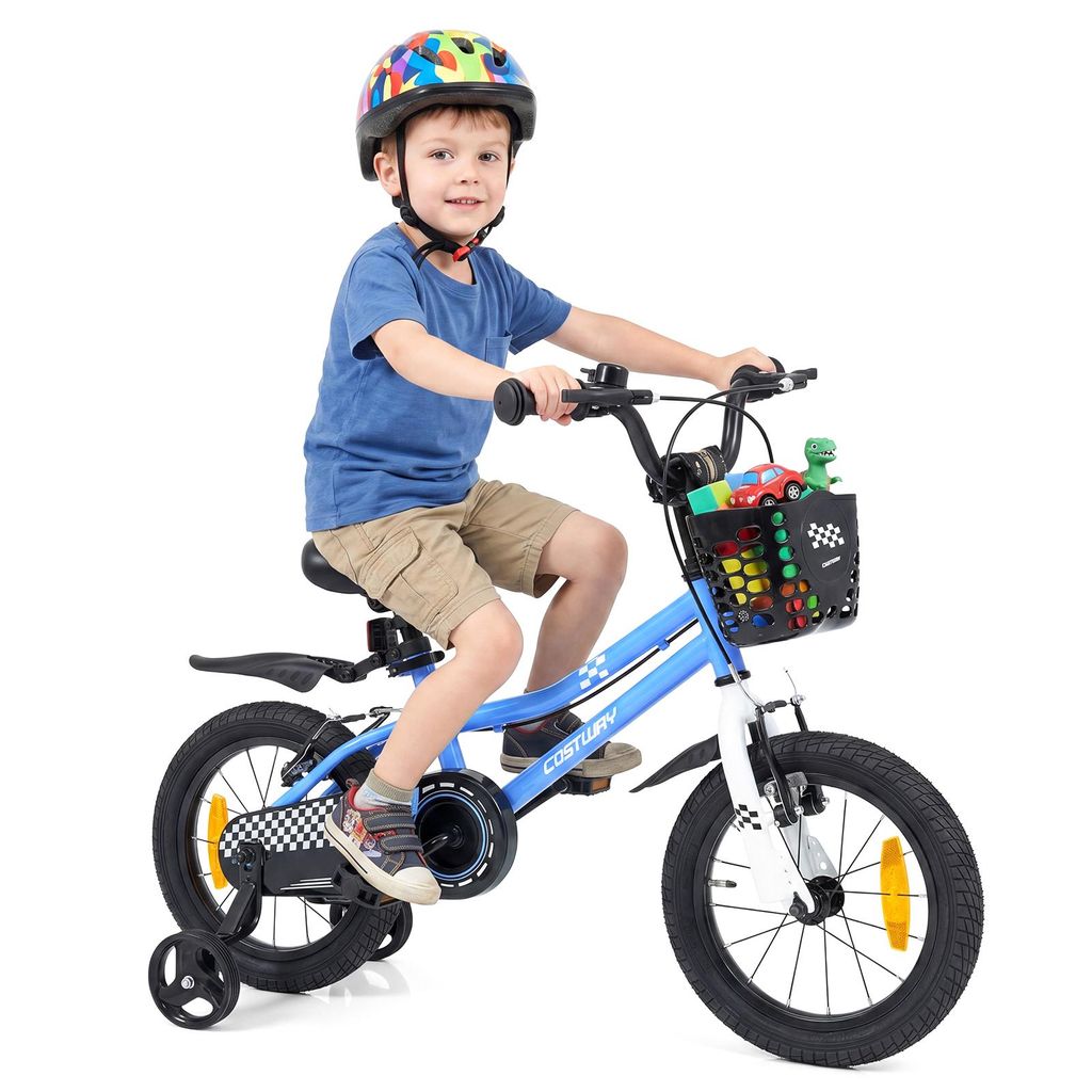 COSTWAY 14 Zoll Kinderfahrrad mit Korb, höhenverstellbarem Produktbild 
