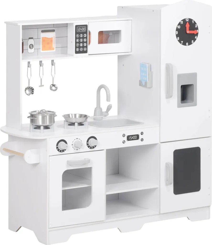Cuisine enfant bois blanc 3-6 ans robuste avec finitions sécurisées