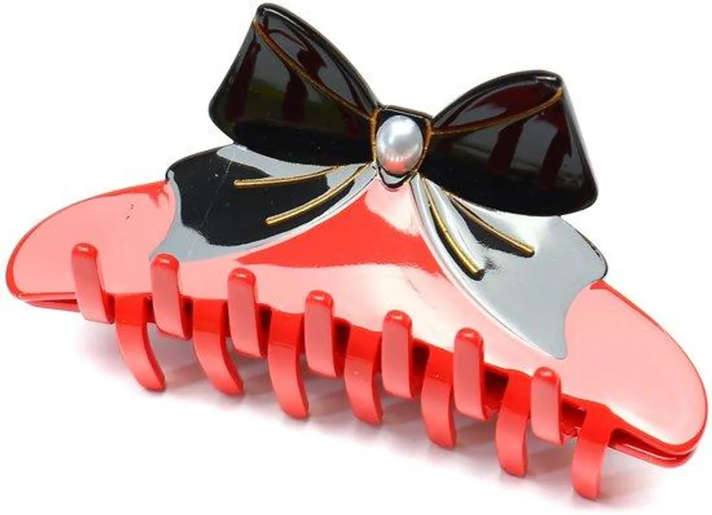 Grande pince à cheveux en acétate rouge 11cm pour femme - Modèle Éclat