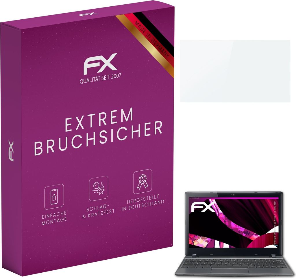 atFoliX FX-Hybrid-Glass Displayfolie kompatibel mit Google Chromebook C7 (C710, 11.6 Inch) (Acer) Glasfolie