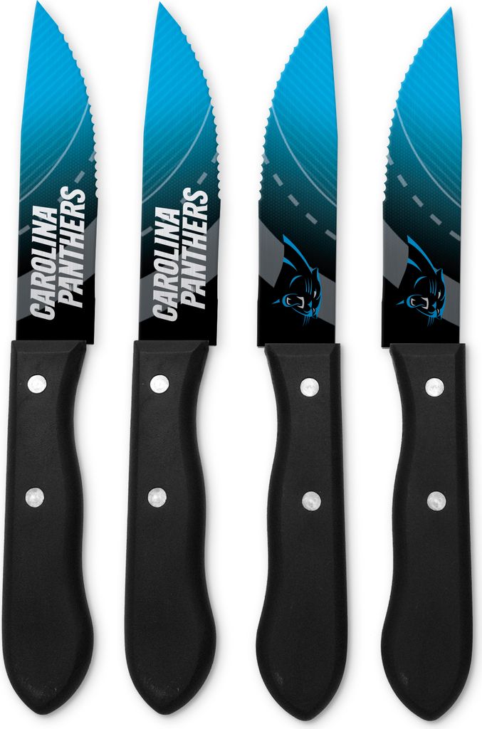 NFL Carolina Panthers Steakmesser 4-teilig Set Football Messer Set Barbecue