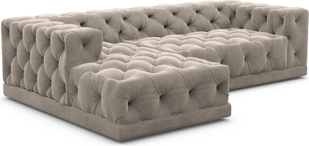 Samtstoff L-Form Sofa Meliva Taupe Links