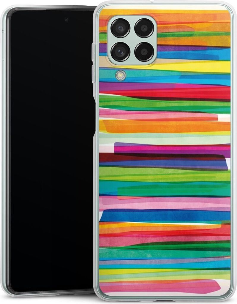 DeinDesign Handyhülle für Samsung Galaxy M53 5G Silikon Hülle Case Smartphone Schutzhülle Streifen Wasserfarbe bunt