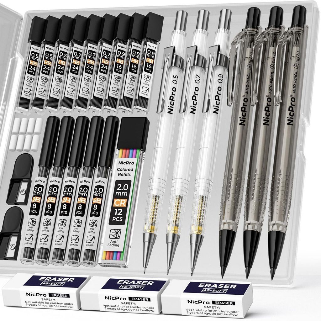Druckbleistift Set 6 Stück mit Etui, 0,5/0,7/0,9/2,0 mm Produktbild 