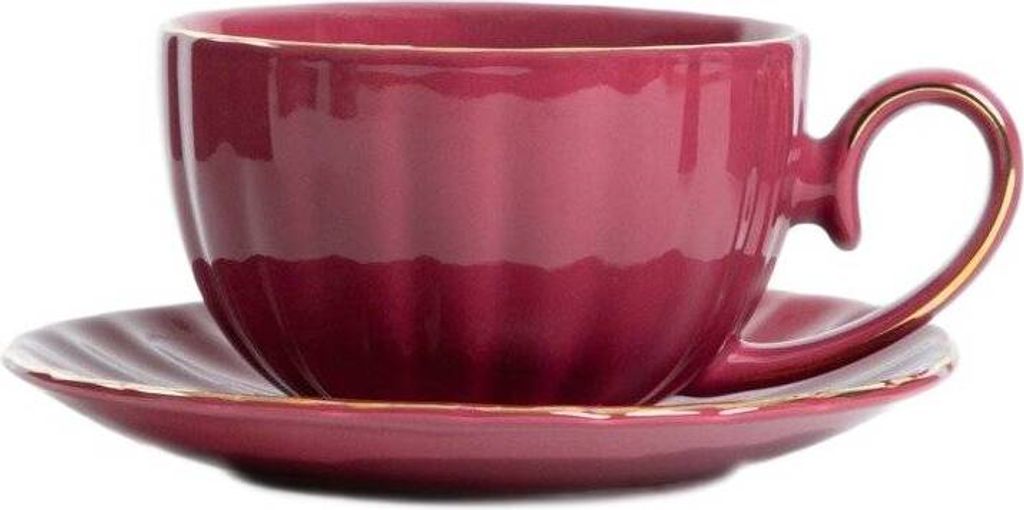 HOMLA Filiżanka MINA ze spodkiem duża burgundowa 250 ml Zdjęcie produktu 