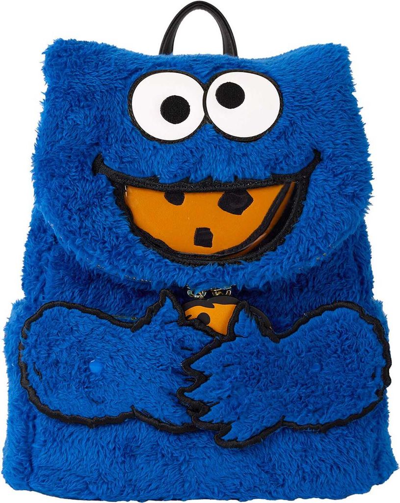 Loungefly Sesamstraß e Cookie Monster Plü sch Rucksack + Geldbö rse