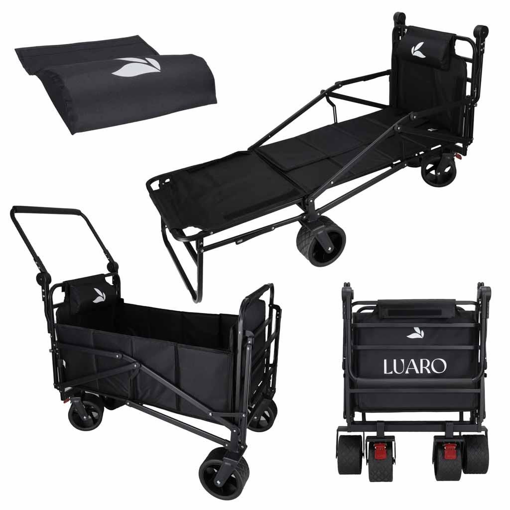 LUARO Bollerwagen faltbar 2-in-1 mit Liegefunktion Produktbild 