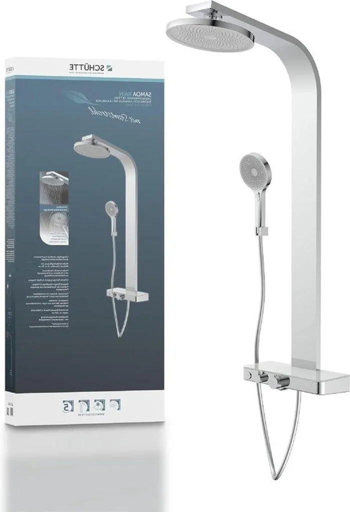 Élément de douche avec thermostat et jet velours en chrome gris satiné