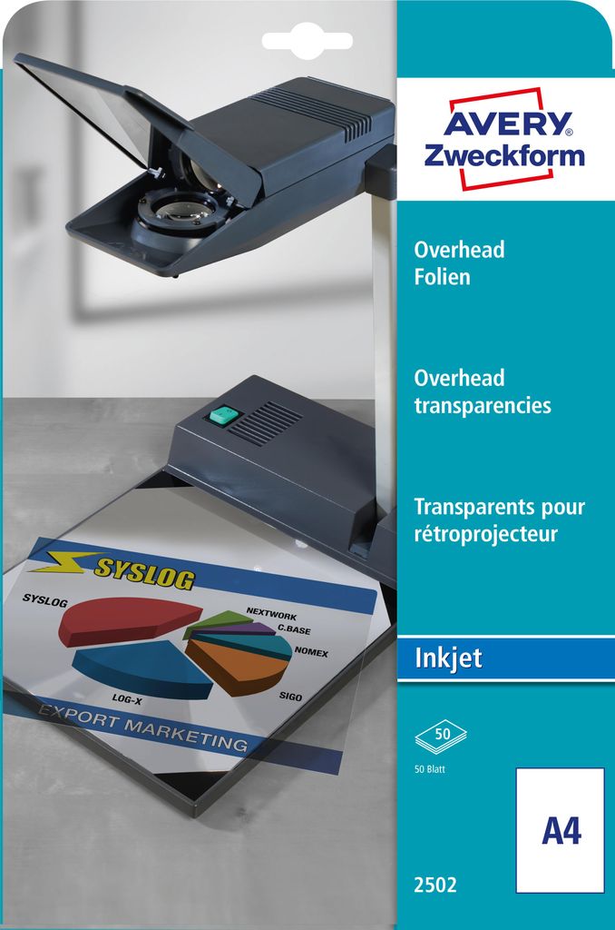 Avery Zweckform 2502, Overhead-Folien, A4, einseitig Produktbild 