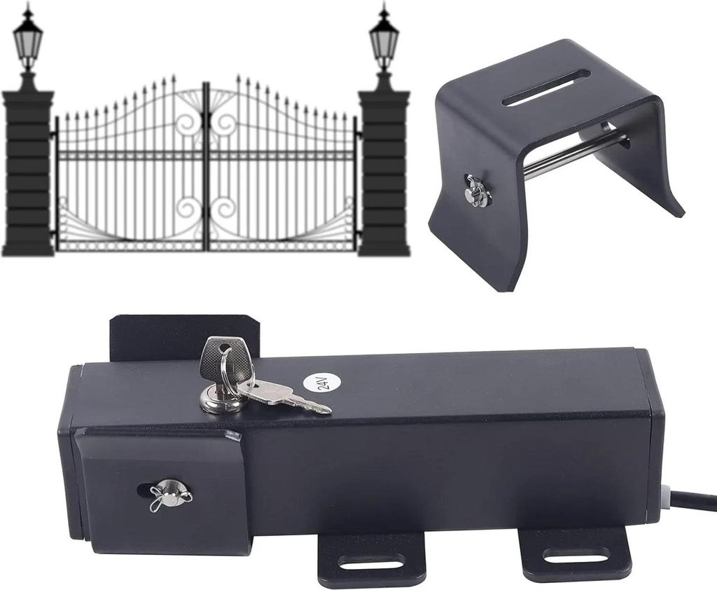 Automatisches elektrisches Tor Schloss, 24V Betriebs Spannung, 1 Sekunde Freigabezeit, kompatibel mit verschiedenen Systemen, Schwarz