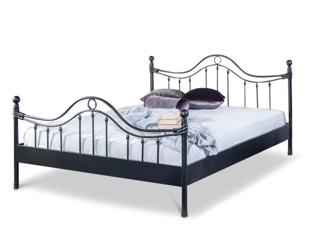 Metallbett Lorena – 140 x 200 cm / schwarz-silber-gewischt