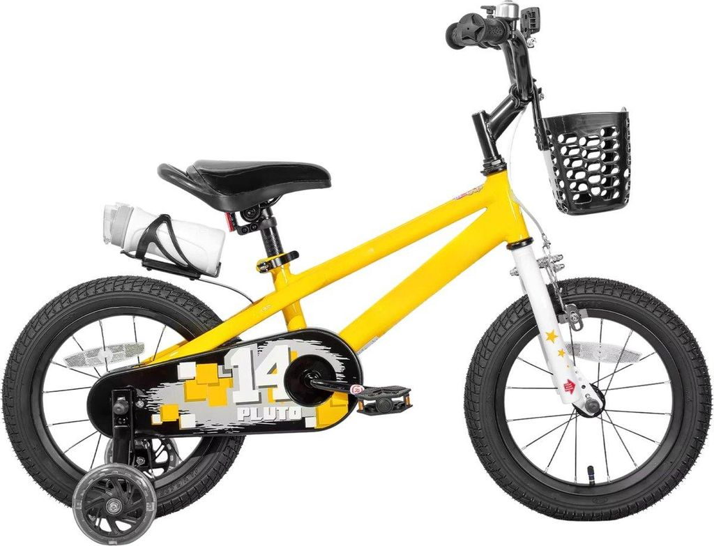 Kinderfahrrad 36 cm – 2–5 Jahre – mit leuchtenden Stützrädern & DIY Stickern – Orange