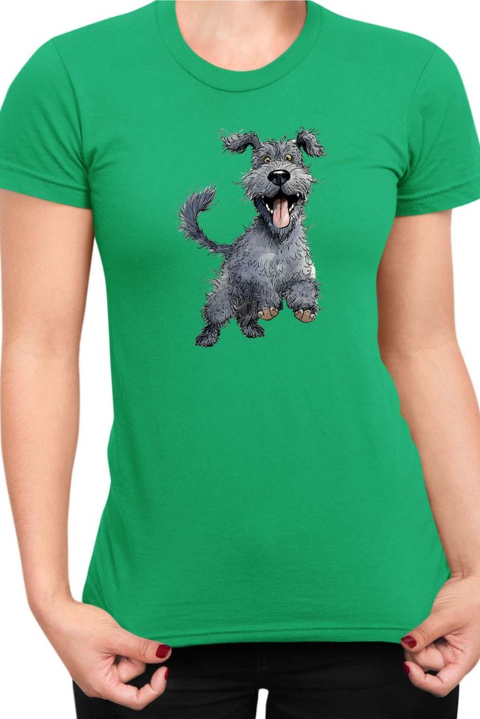 Damen T-Shirt Funny Dogs Breeds Kerry Blue Terrier Dog Breed, Lady M / Grün