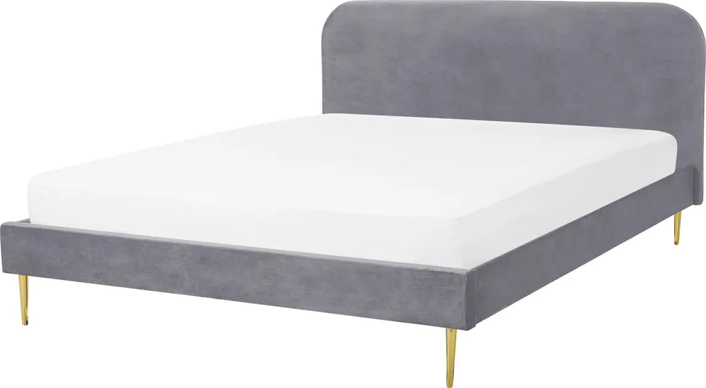 Lit double gris 140x200 stable et silencieux avec sommier inclus