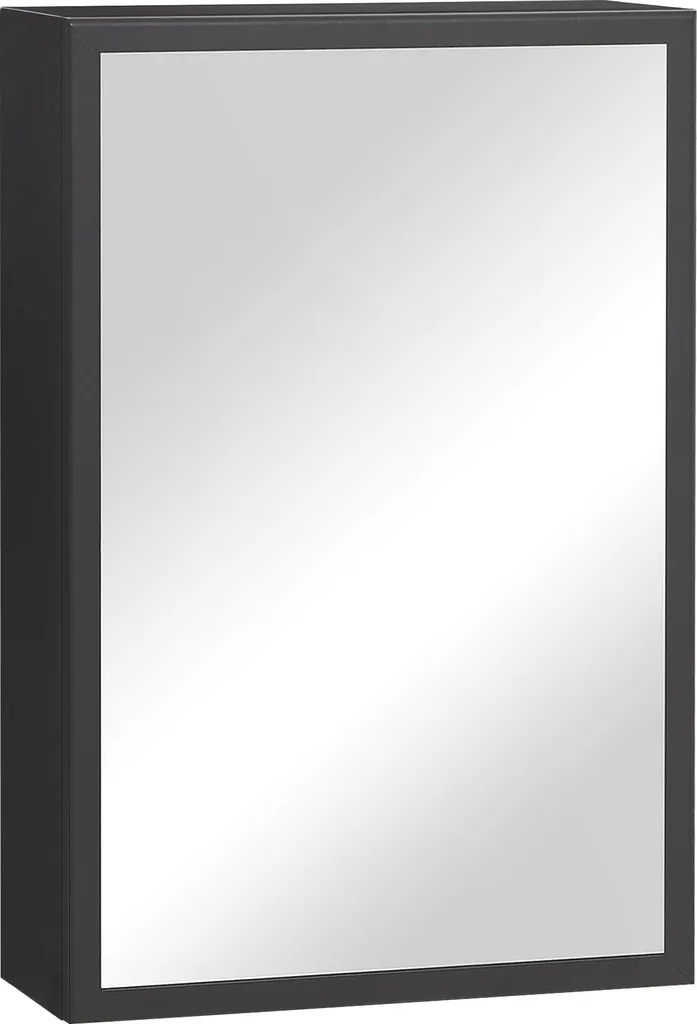 Pensile Specchio Bagno Moderno Nero 40cm Fortuna Lai 3 Ripiani