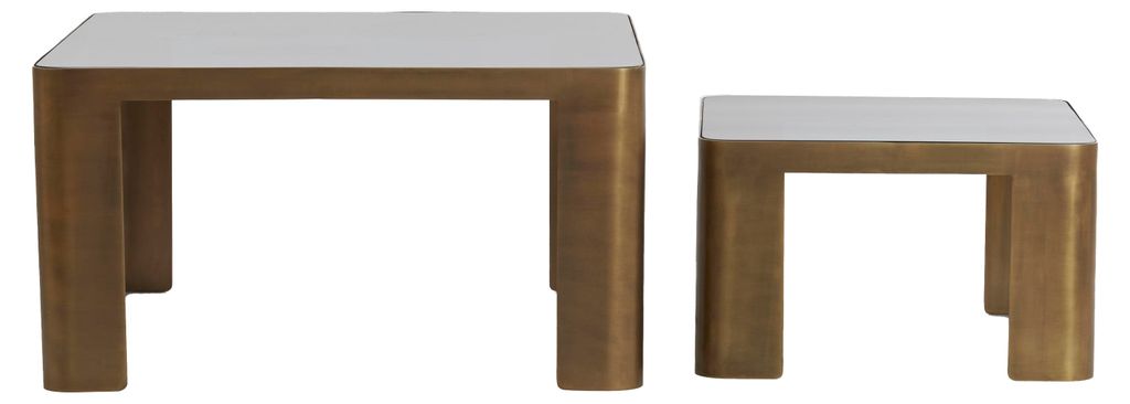 Light&living Couchtisch S/2 50 x 50 x 30 + 75 x 75 x 40 cm OXE antikbraun + Rauchglas