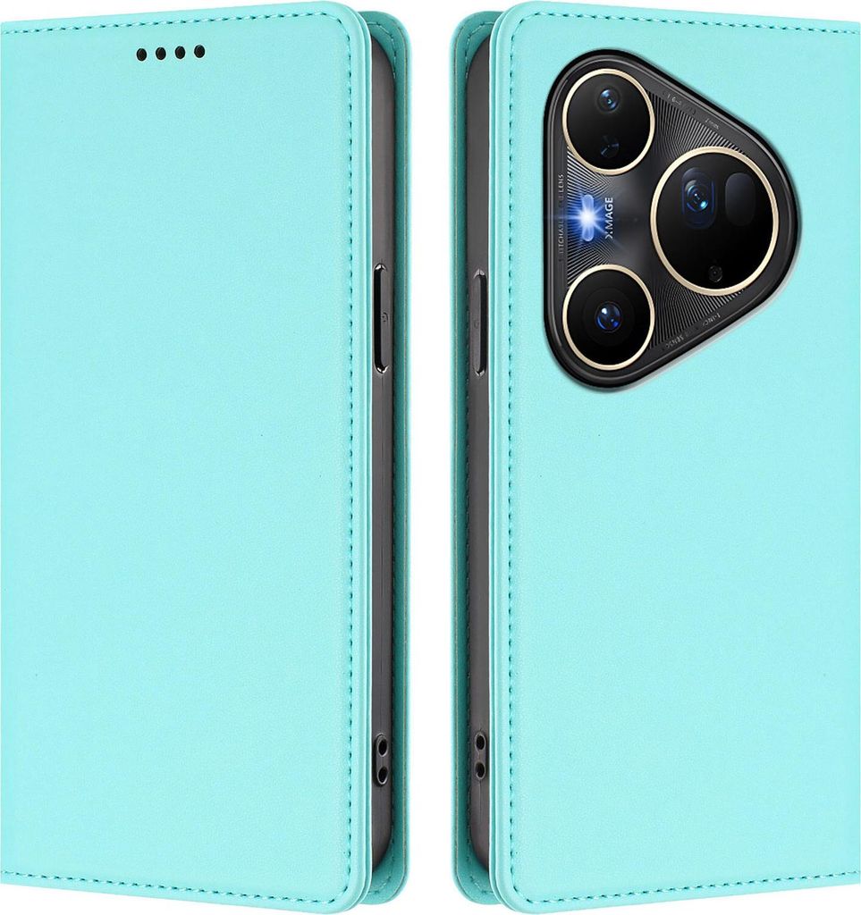 Handyhülle für Huawei Pura 80 Ultra, Kunstleder Klapphülle Stoßfeste Magnetische Hülle mit Ständer Türkis