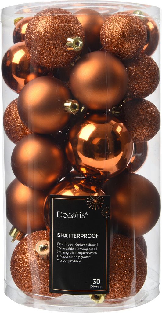 Weihnachtskugeln Kunststoff 4-6cm Mix 30er Set - Warm Produktbild 