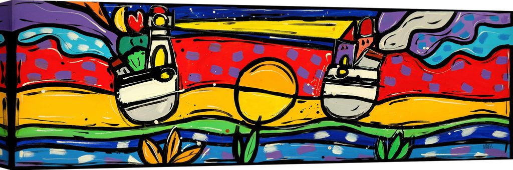 Leinwandbilder, farbenfrohe Landschaft - Wallas - Die süße Nacht kommt - 100 x 35 cm