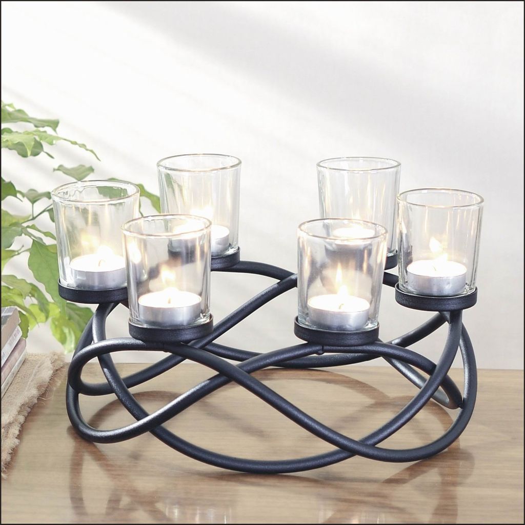 Glas 20 cm Blomus Nero Windlicht Kerzenhalter Dekoration Kerzenständer Stahl 