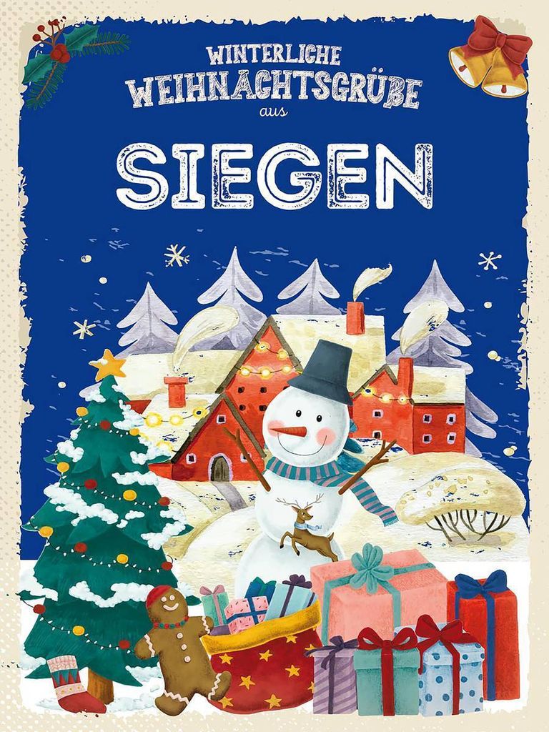vianmo Holzschild 40x30 cm Weihnachtsgrüße aus SIEGEN