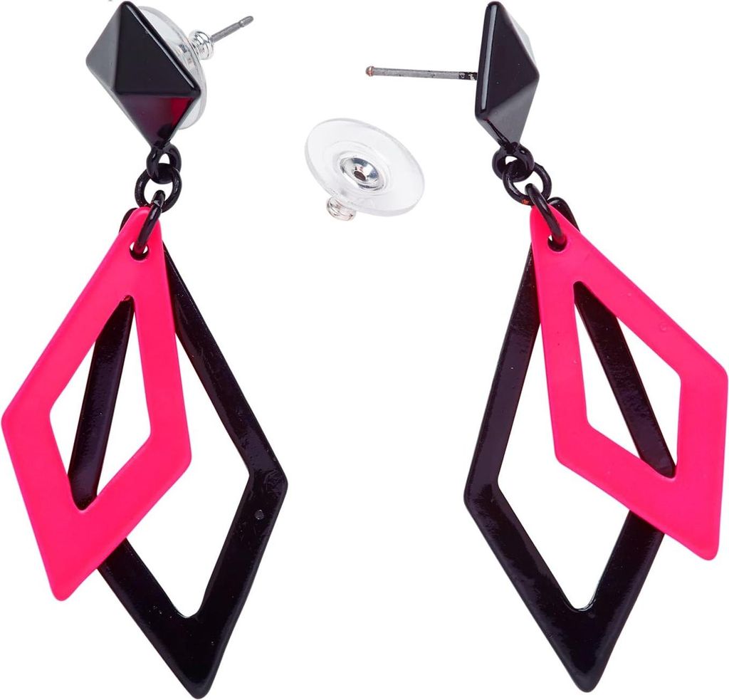Orecchini di diamanti rosa e neri al neon - Accessori anni Immagine del prodotto 
