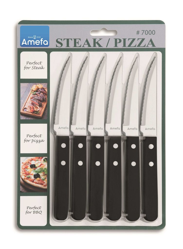 Komplet 6 noży do steków i pizzy ze stali nierdzewnej Produktbild 