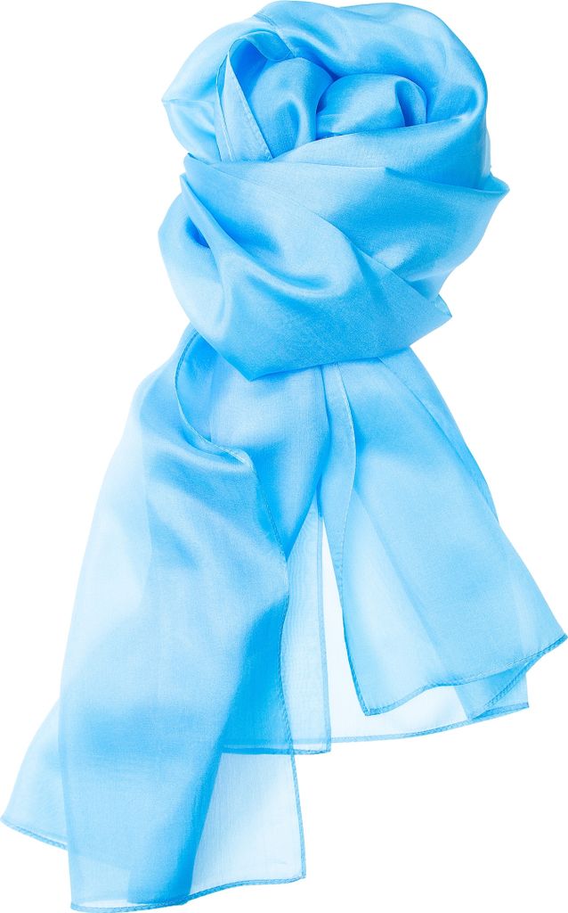 Seidenschal Halstuch Schal aquablau blautürkis Seide 180x45cm
