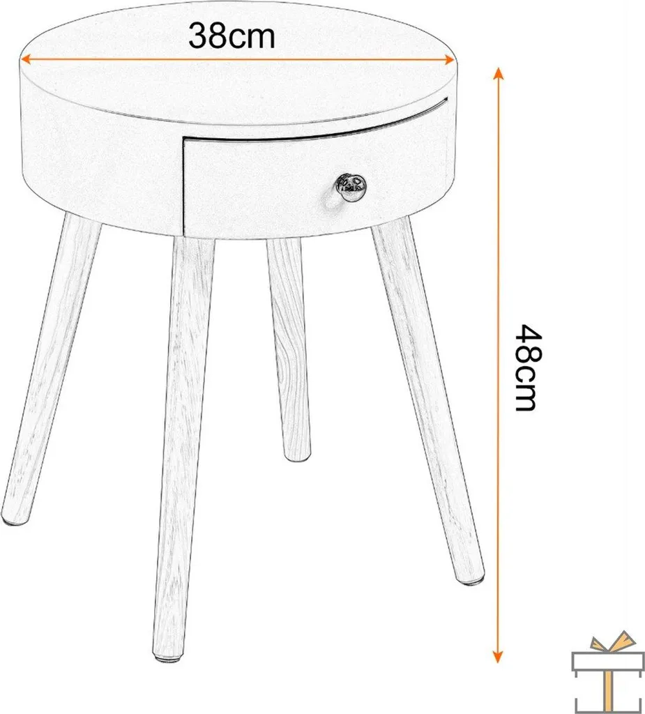 Table de chevet stable et durable en bois massif Bolt Edge Grise - 3