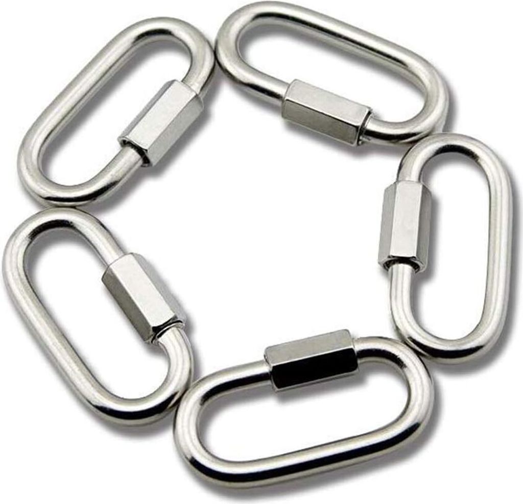 M6 Edelstahl Schnellverschluss D-Form Karabiner Kettenglieder 5 Stück