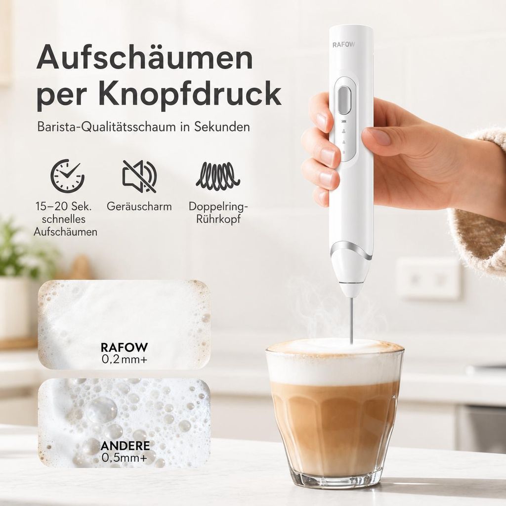Milchaufschäumer Elektrisch, 3-in-1 Milch Frother mit