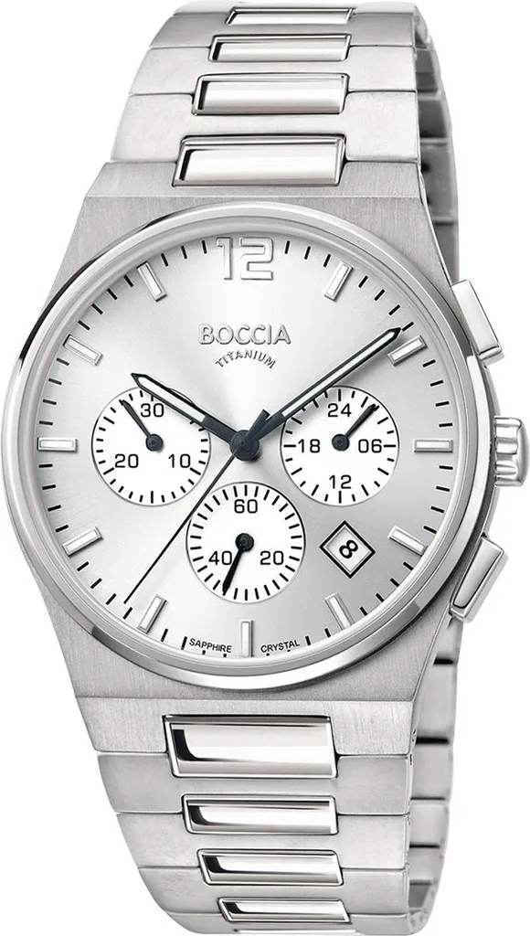 Montre de Ville Homme Boccia 3741-01 Étanche et Légère en Cuir Noir
