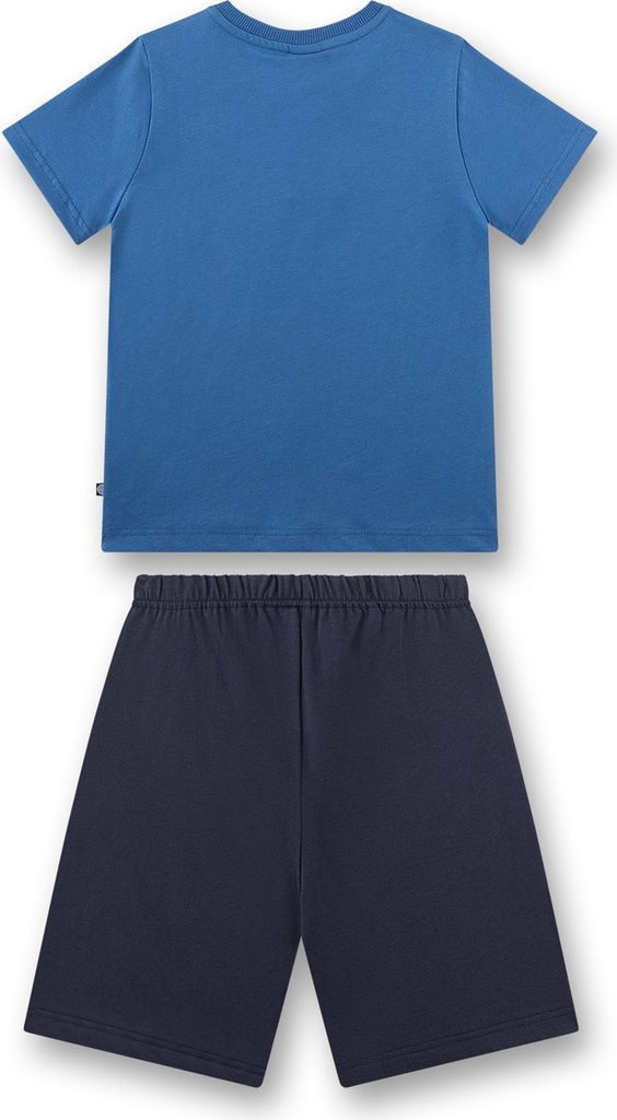 Sanetta Jungen Schlafanzug, kurz - Kids, Polizei, Pyjama, Single Jersey, Baumwolle Blau 116