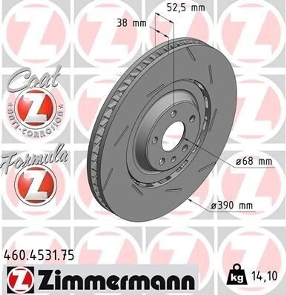 Disque de frein Macan 95B Zimmermann 460.4531.75 pour conduite sport