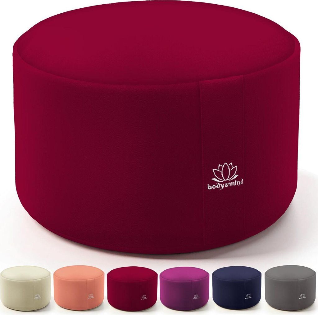 Body & Mind Yogakissen Meditationskissen Boden Sitz-Kissen für Meditation & Yoga; waschbarer Bezug; 18 cm Sitzhöhe - Rot